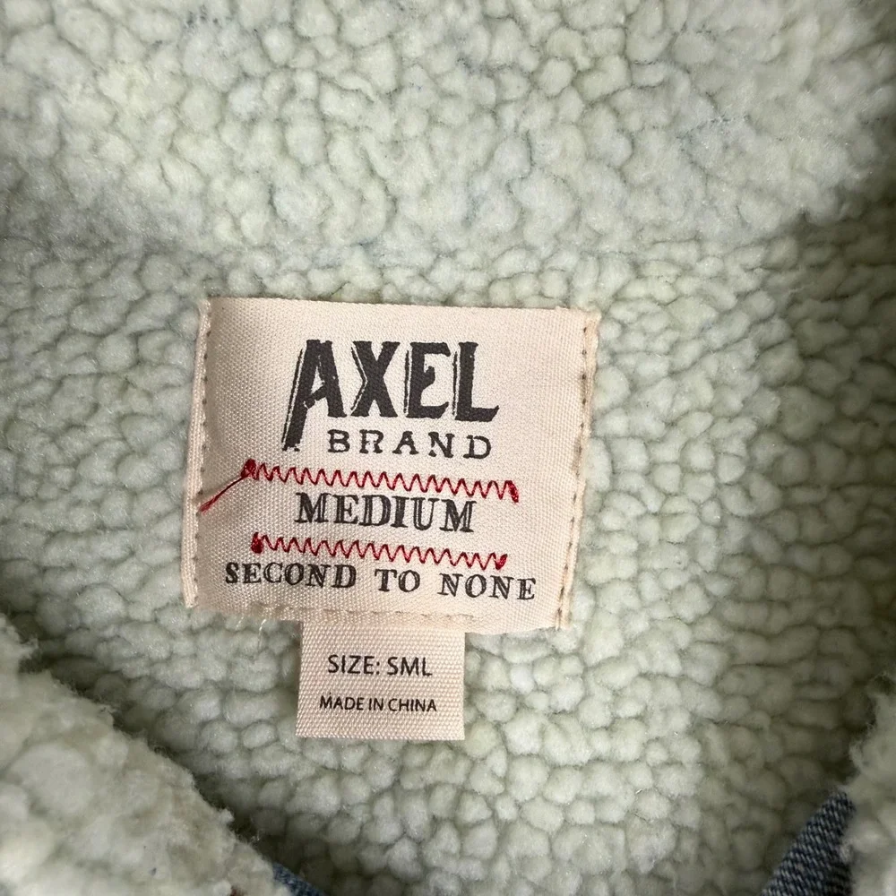 Axel Brand Mens Sherpa Lined Denim Trucker Jacket Blue Medium Wash Small NEW - Picture 2 of 8
